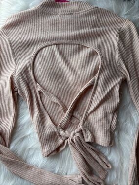 Open back glitter pink long sleeve